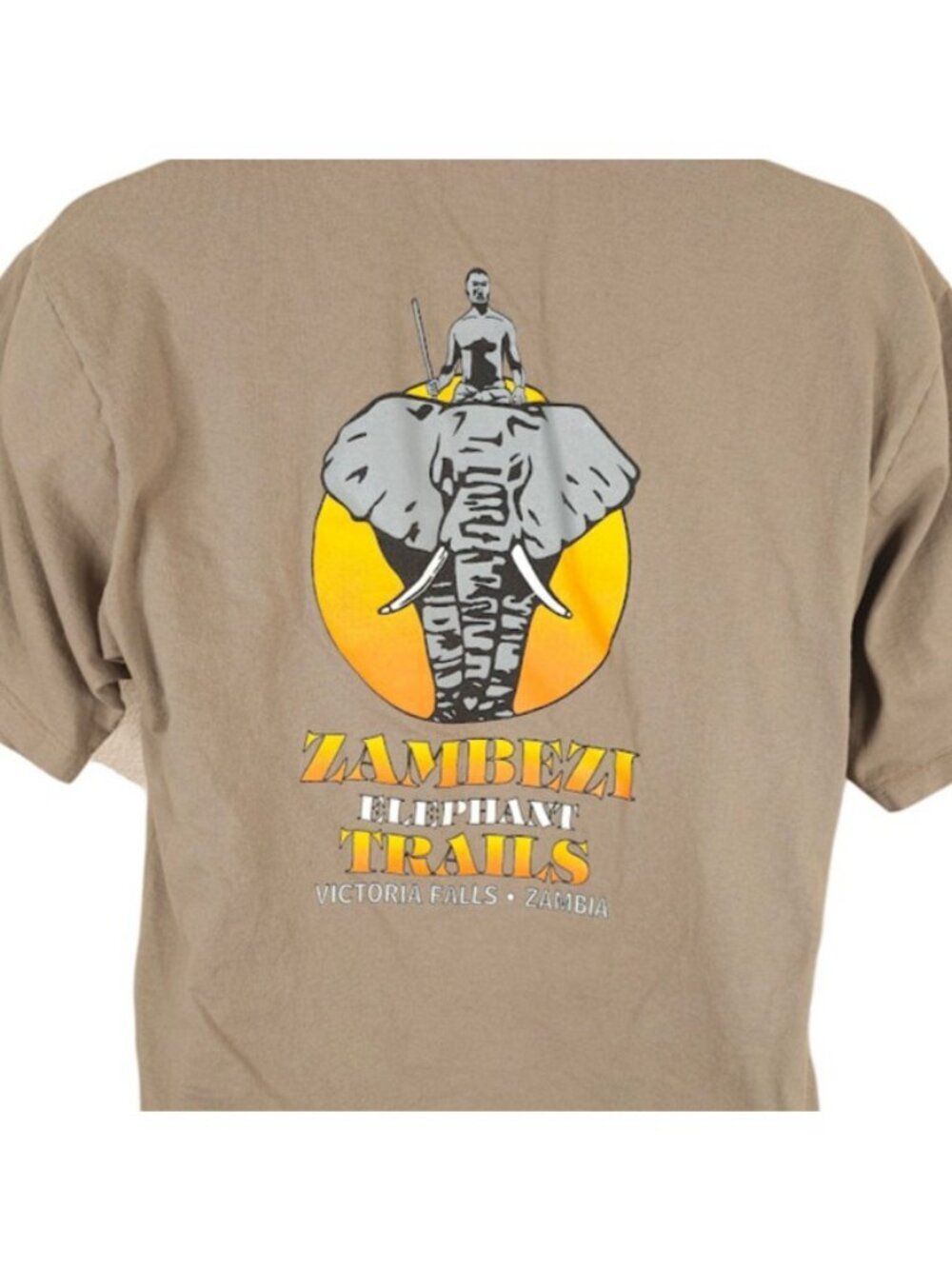 Zambezi Elephant Trails T Shirt Mens Size Large Brown Victoria Falls Zambia